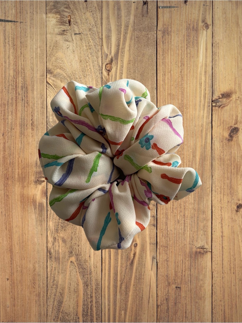 6-Inch Oversized Floral Scrunchie White Handmade